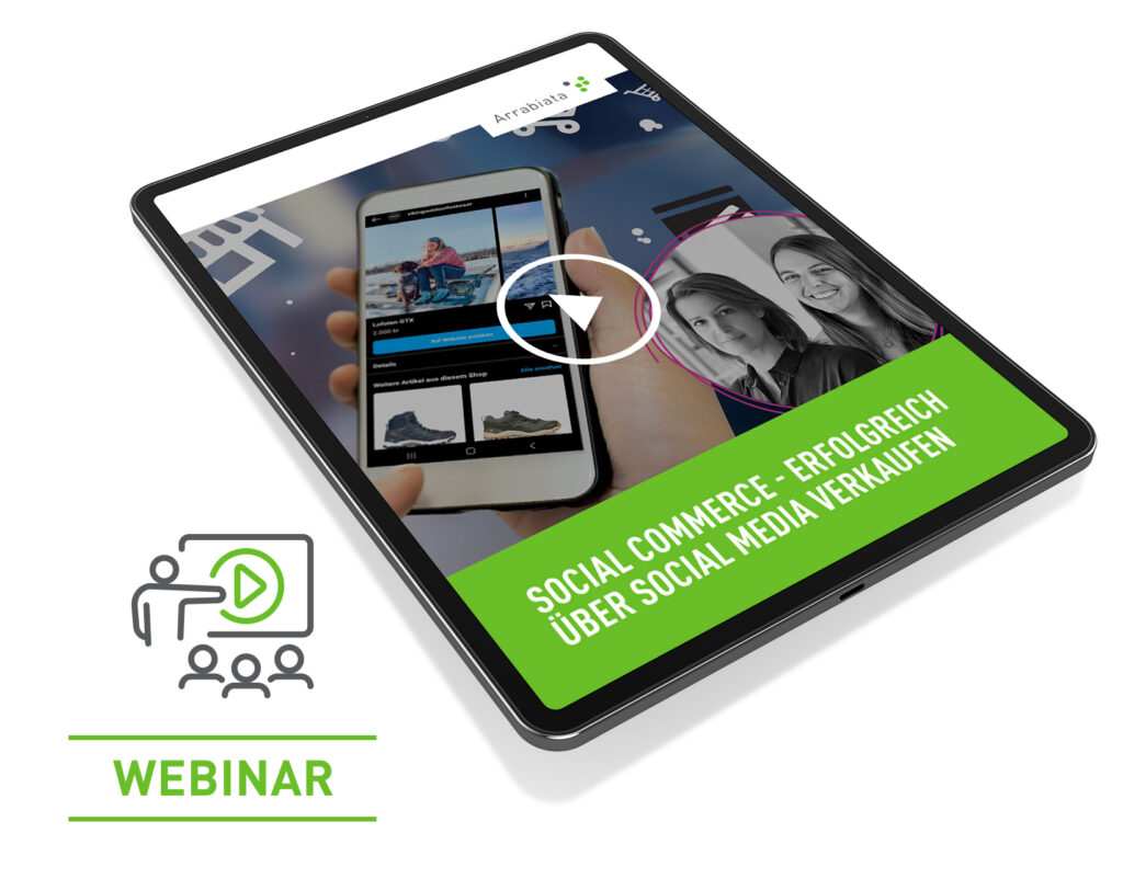 Tablet mit Video zum Webinar Social Commerce