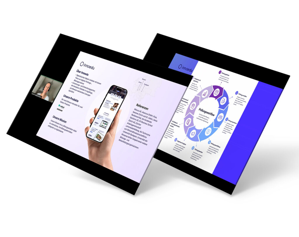 Tafelgrafik mit Webinar-Screenshots