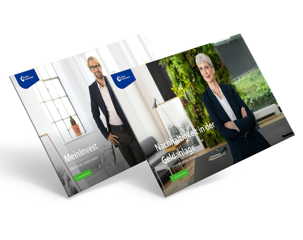 Tafelgrafik mit Screenshots von Union Investment