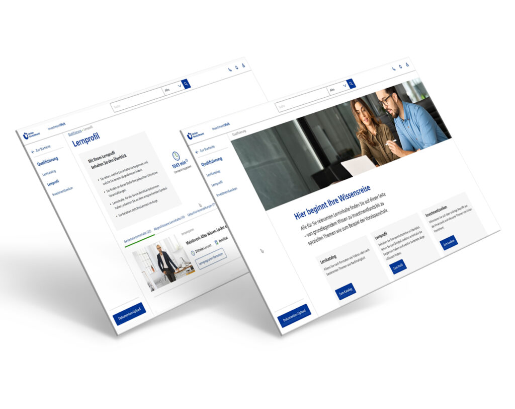 Tafelgrafik mit Screenshots von Union Investment